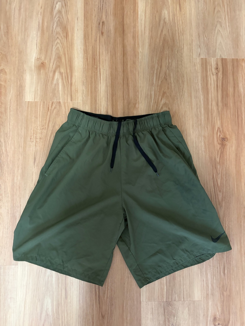 Nike Olive Green Dri-FIT Athletic Shorts with Black Waistband